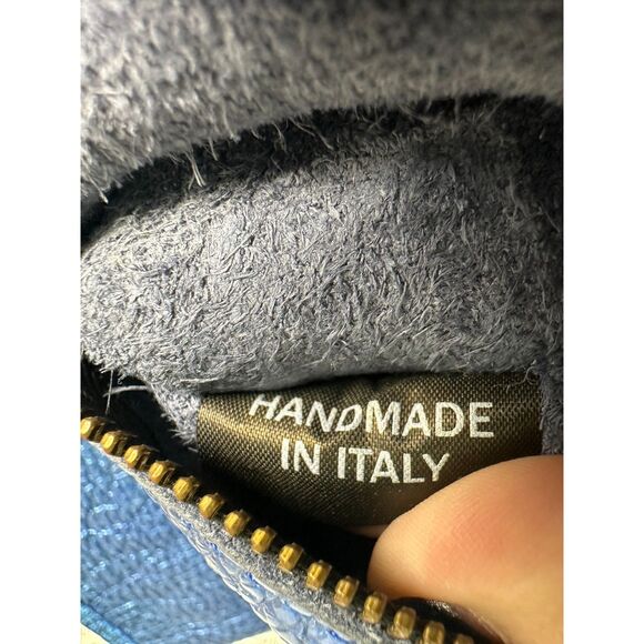 Kurt Geiger Blue Metallic Quirky Pebbled Leather Suede Shoulder Purse Handbag - Picture 5 of 8